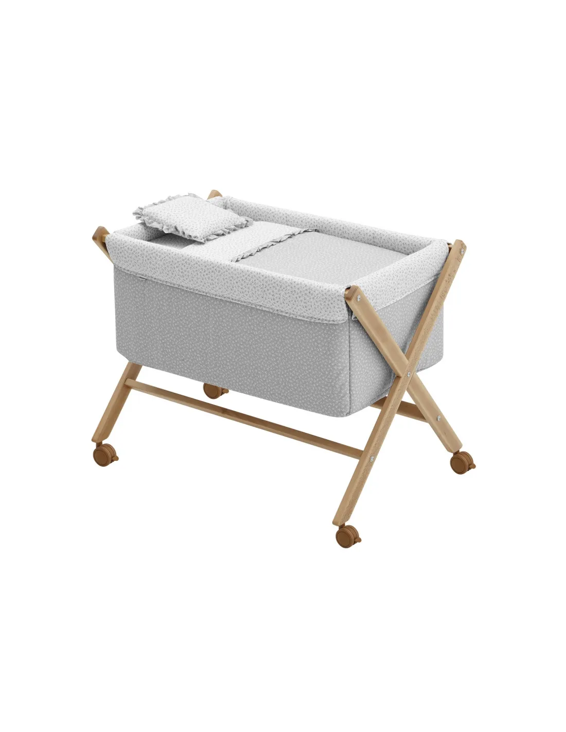Minicuna tijera de madera Liberty Gris/Natural de Cambrass