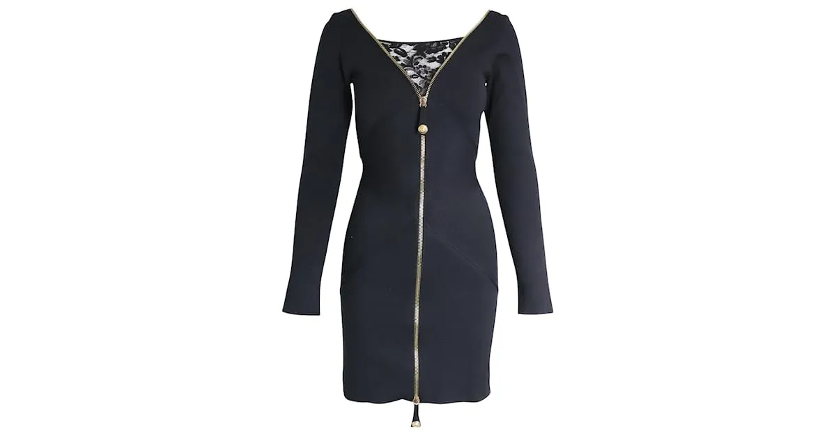 Minivestido con aplicación de encaje en seda negra de Temperley London Negro 