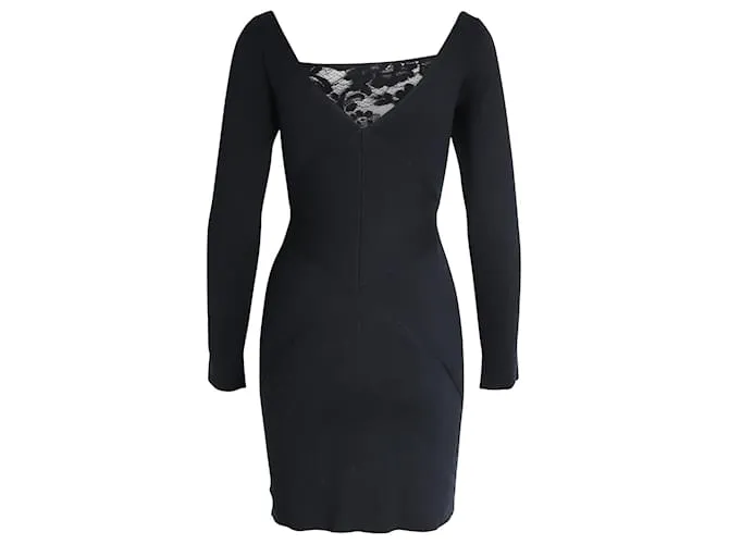 Minivestido con aplicación de encaje en seda negra de Temperley London Negro 