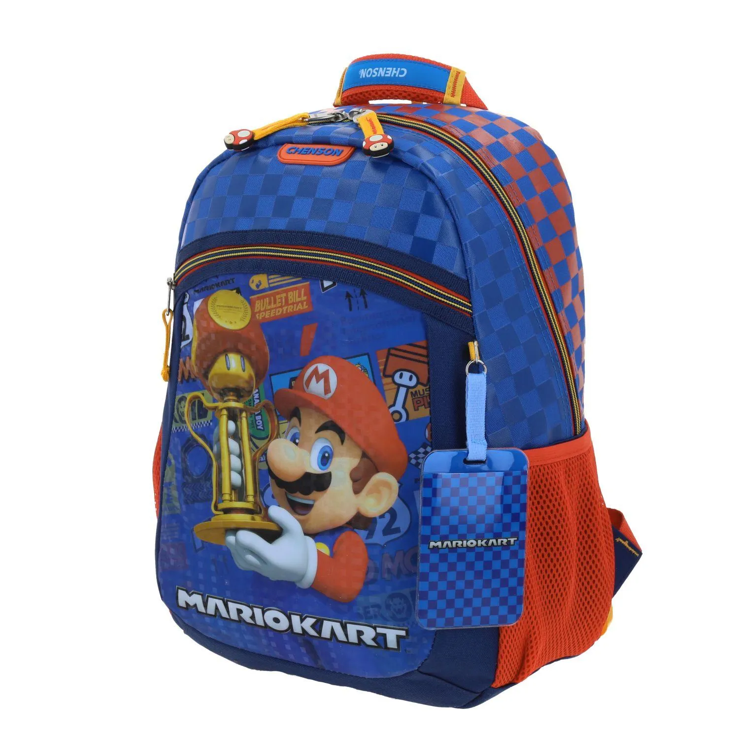Mochila Azul Mario Bros Mediana Para Nio Chenson Veloz