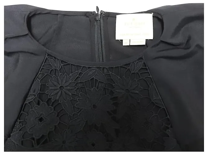 Mono con canesú de encaje bordado Kate Spade en poliéster negro 