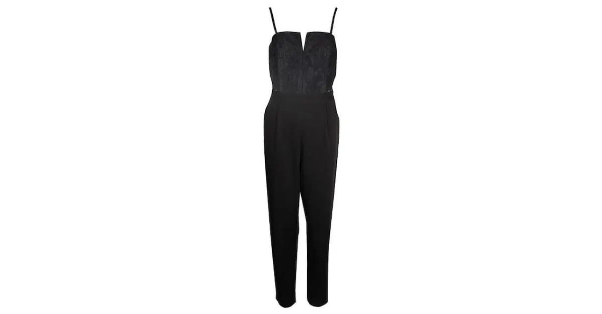 Mono largo negro de encaje sin tirantes de Alice + Olivia 