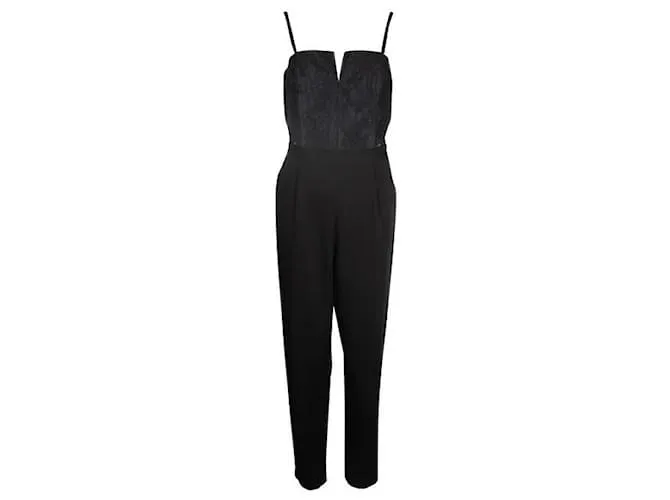 Mono largo negro de encaje sin tirantes de Alice + Olivia 