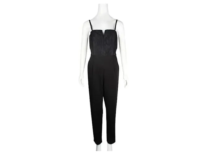 Mono largo negro de encaje sin tirantes de Alice + Olivia 