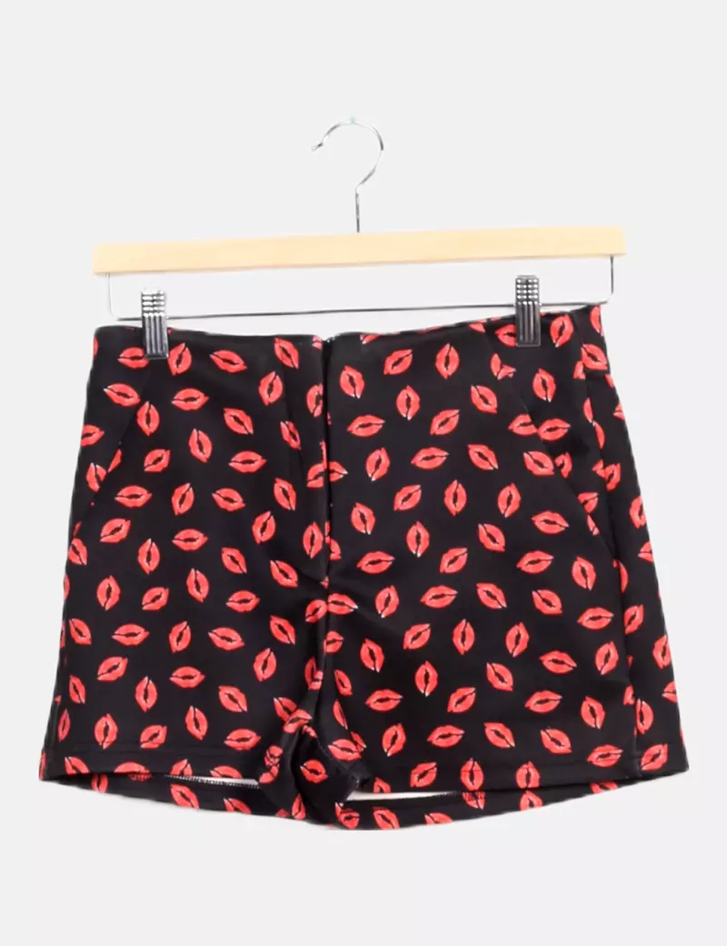Mosnova Pantalón negro estampado