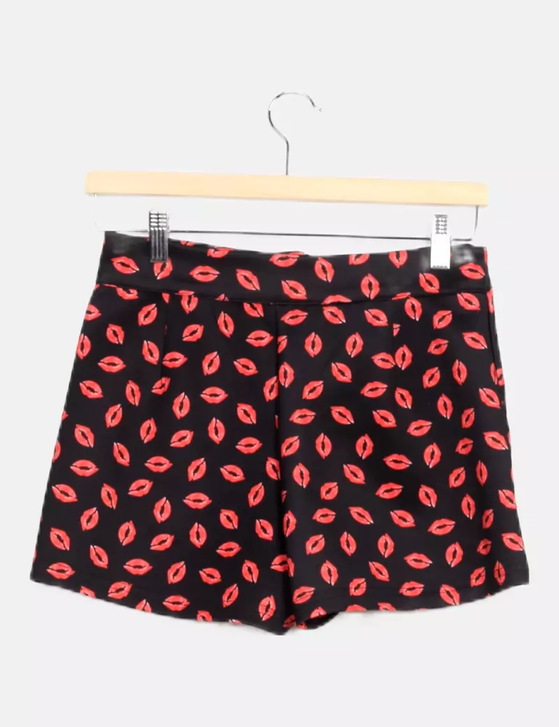 Mosnova Pantalón negro estampado