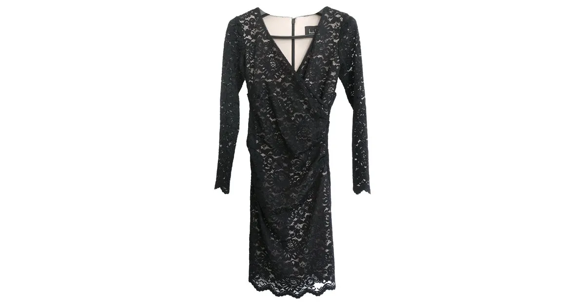 Nicole Miller Vestido de encaje negro 