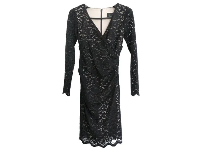 Nicole Miller Vestido de encaje negro 