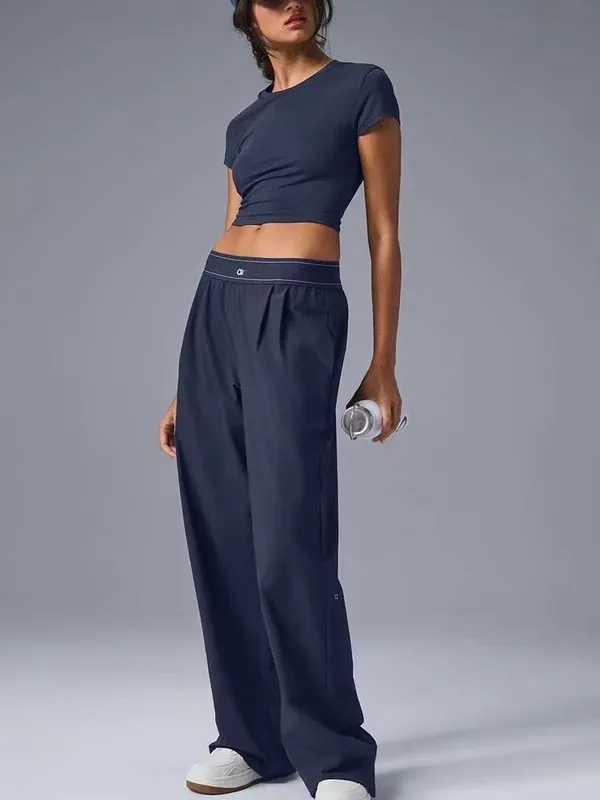 Nuevos pantalones informales de pierna recta de yoga para mujer con cintura caliente para deportes al aire libre pantalones de p