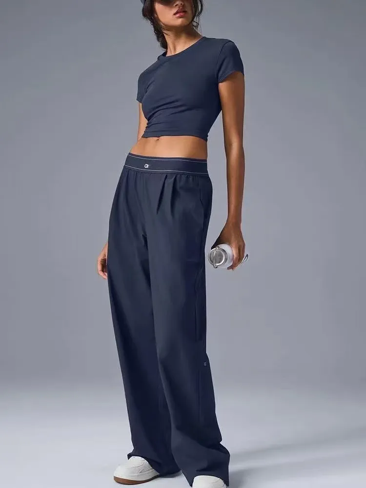 Nuevos pantalones informales de pierna recta de yoga para mujer con cintura caliente para deportes al aire libre pantalones de p