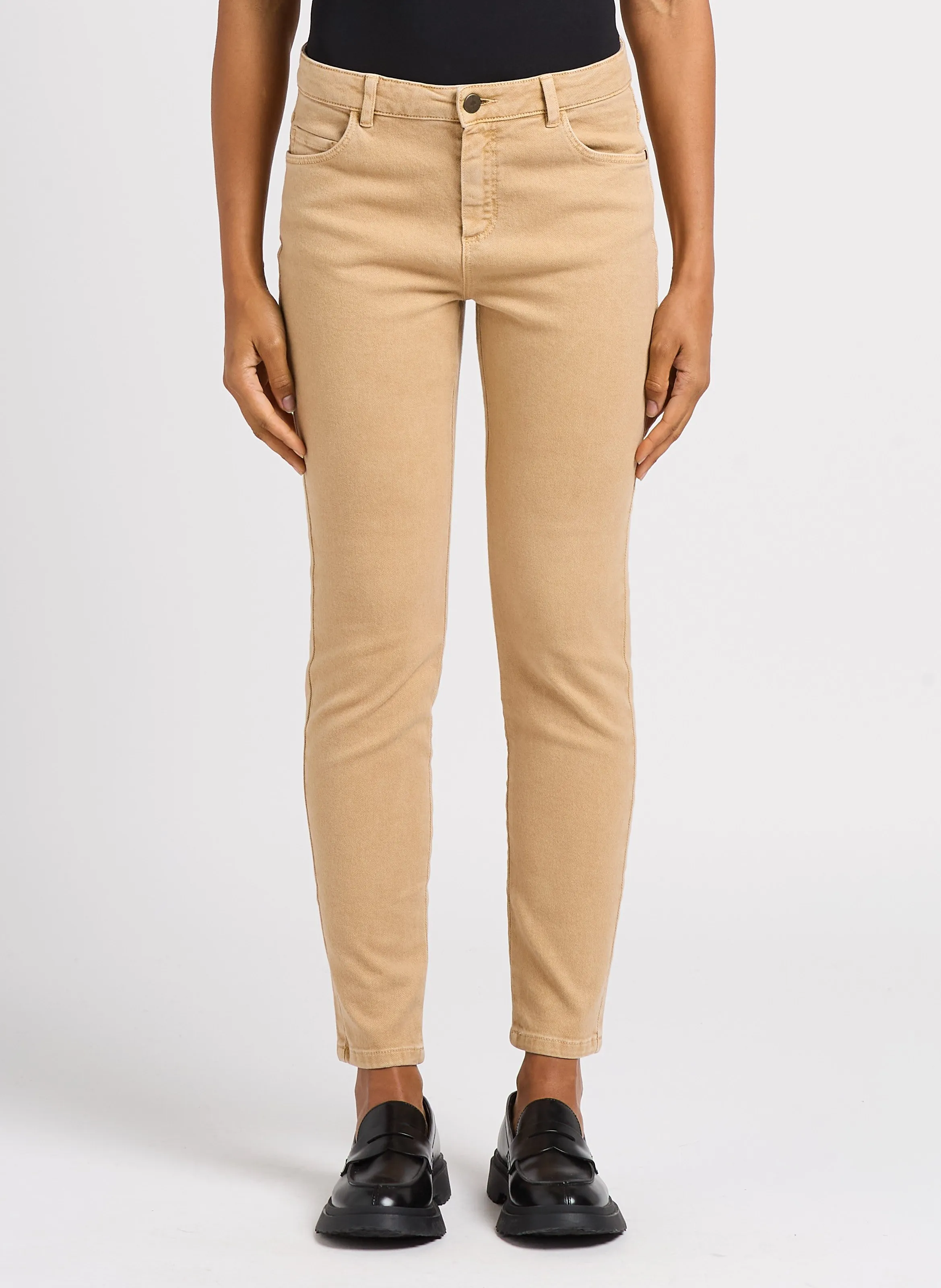 ONE STEP LE MONICA  PANTALóN SLIM DE ALGODóN MEZCLADO EN MARRON