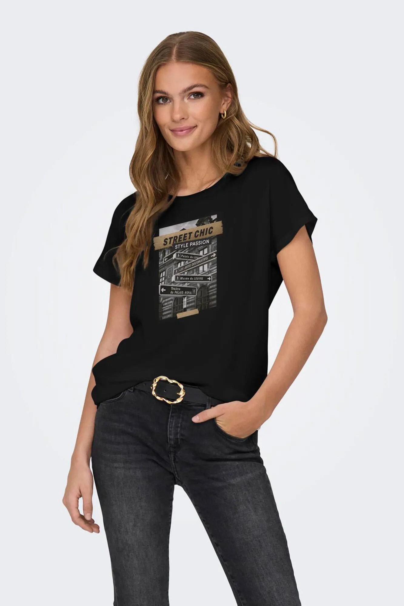 Only Camiseta fluida con dibujo frontal