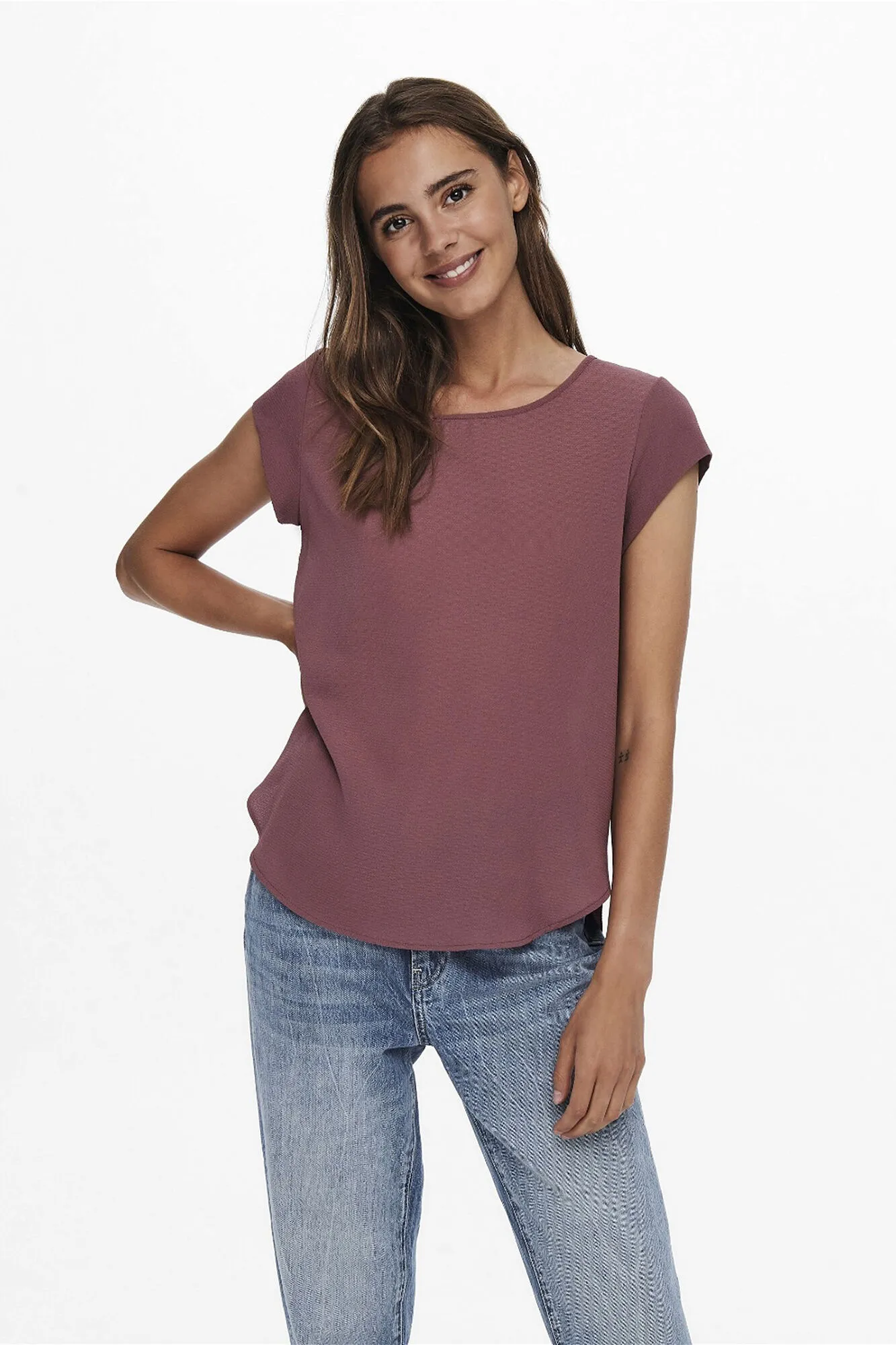 Only Camiseta lisa fluida