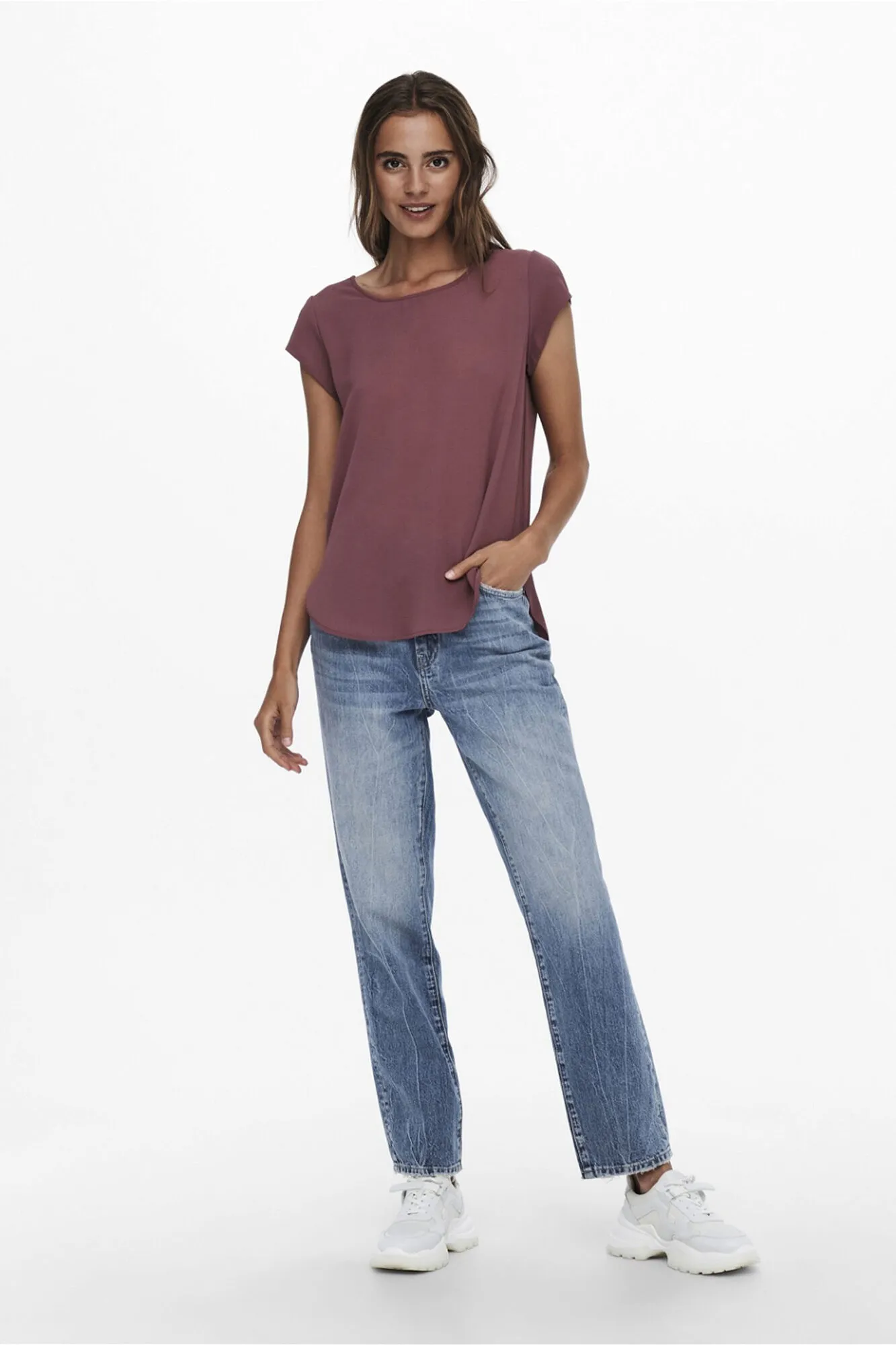 Only Camiseta lisa fluida
