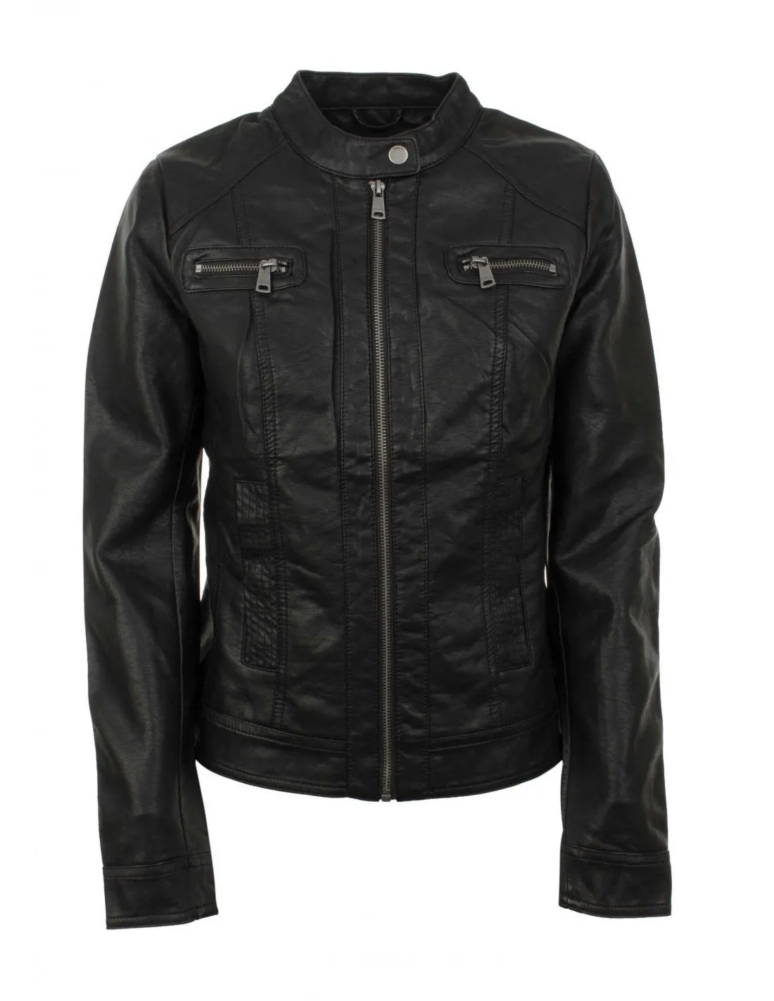ONLY  CAZADORA NEGRA ONLBANDIT FAUX LEATHER MUJER