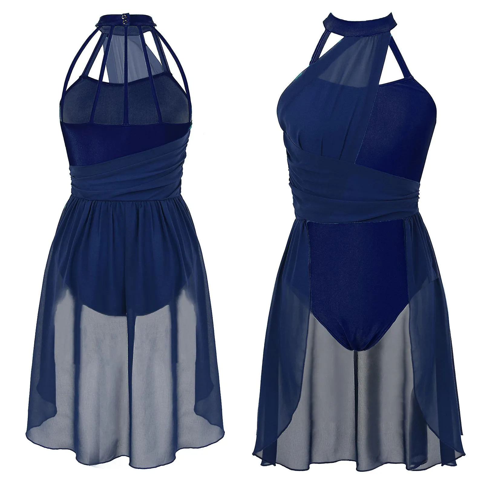 Otwoo Mujer Ballet Femenino Leotardo Vestido Sin Mangas Bailarina Profesional Tutu Vestido Lírico Moderno Danza Contemporánea Ve