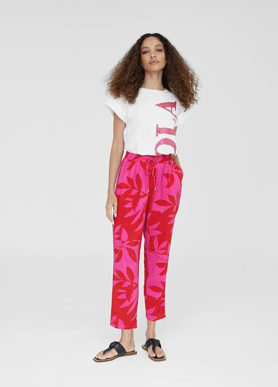 Pantalon estampado hojas rojos Lola Casademunt