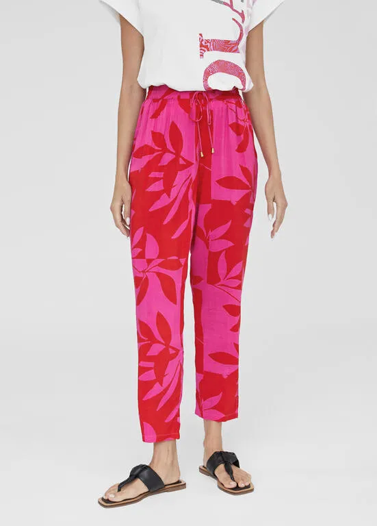 Pantalon estampado hojas rojos Lola Casademunt