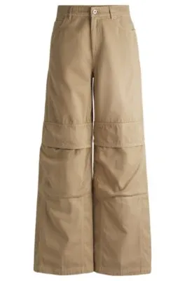Pantalones cargo de sarga de algodón con pernera ancha