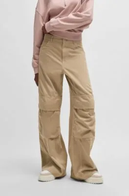 Pantalones cargo de sarga de algodón con pernera ancha