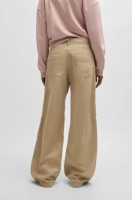 Pantalones cargo de sarga de algodón con pernera ancha