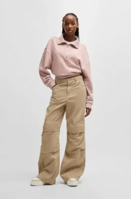 Pantalones cargo de sarga de algodón con pernera ancha