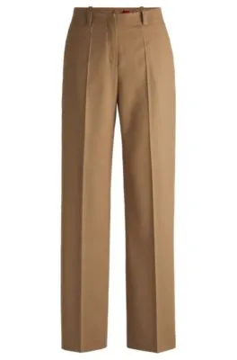 Pantalones regular fit de pernera ancha en franela jaspeada