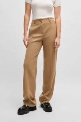 Pantalones regular fit de pernera ancha en franela jaspeada