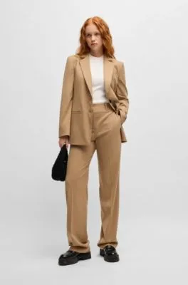Pantalones regular fit de pernera ancha en franela jaspeada