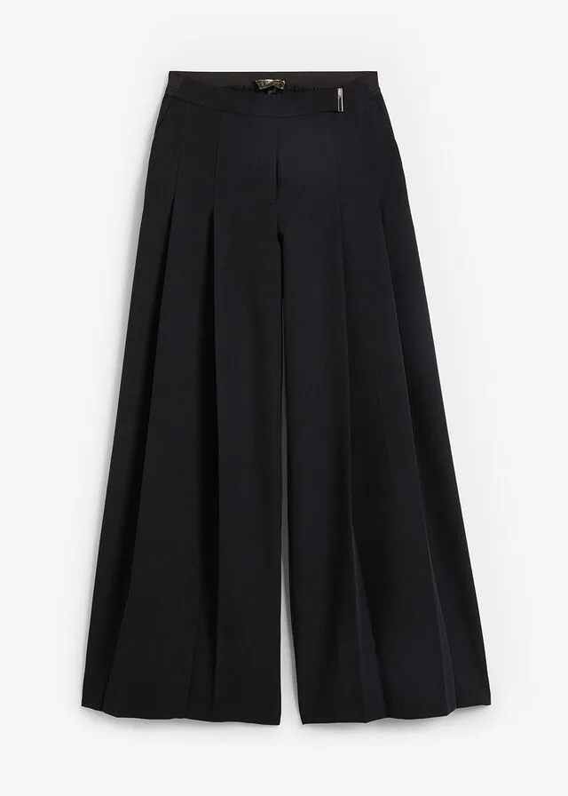 Pantalón ancho con pliegues Negro