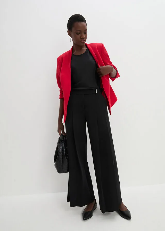 Pantalón ancho con pliegues Negro