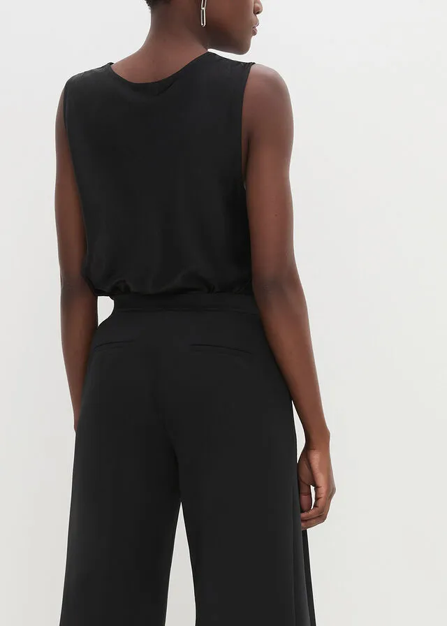 Pantalón ancho con pliegues Negro