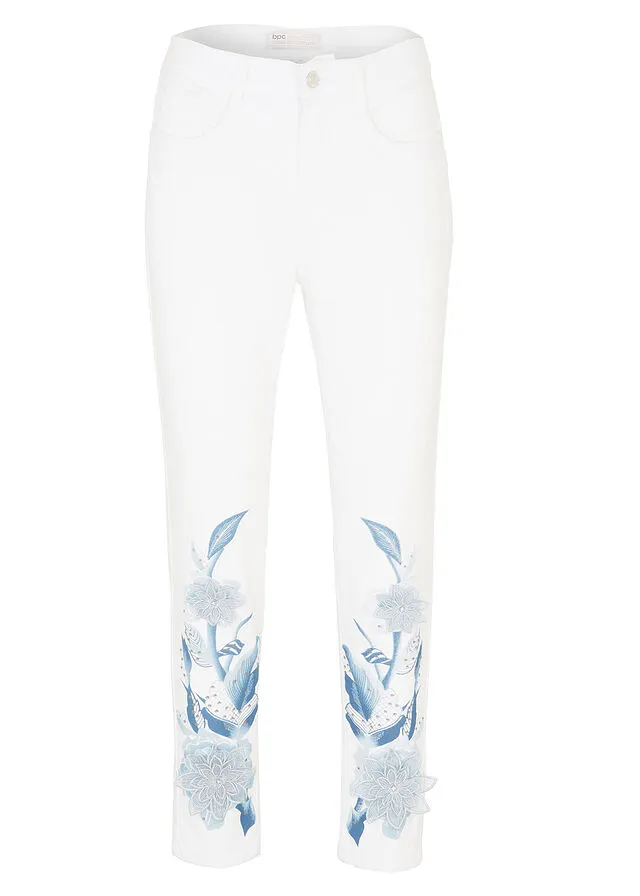 Pantalón con aplicación 3D Sarga blanca