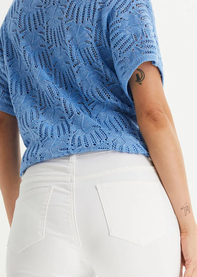 Pantalón con aplicación 3D Sarga blanca