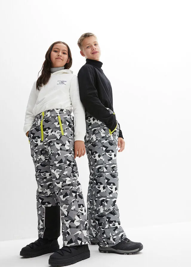 PANTALóN DE ESQUí NEGROBLANCOGRIS CON ESTAMPADO GRáFICO