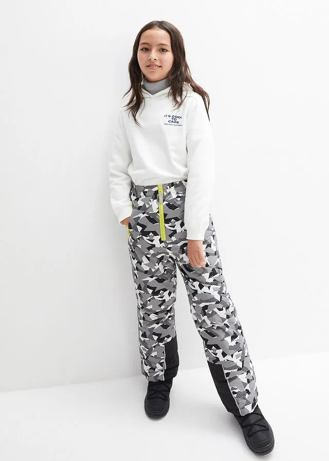 PANTALóN DE ESQUí NEGROBLANCOGRIS CON ESTAMPADO GRáFICO