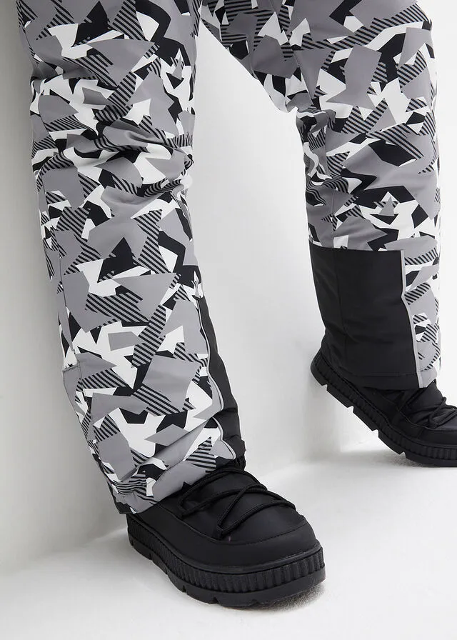 PANTALóN DE ESQUí NEGROBLANCOGRIS CON ESTAMPADO GRáFICO