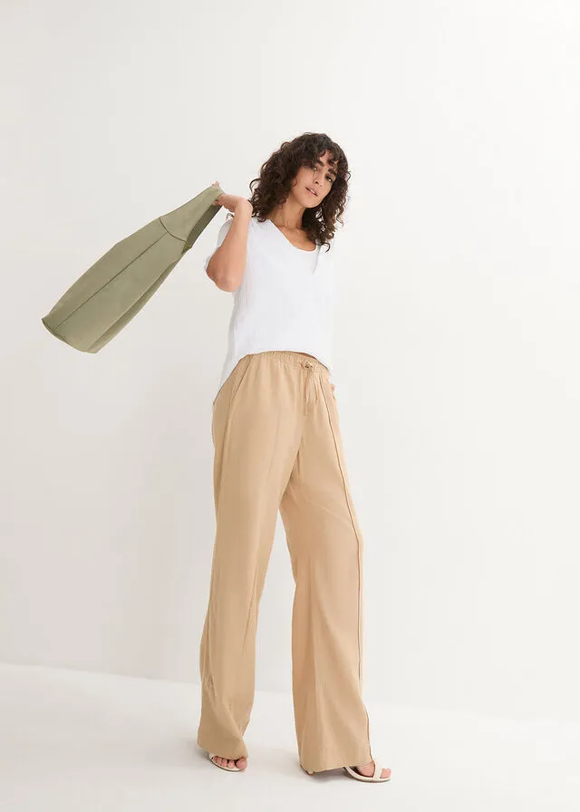 Pantalón de lino Café con leche