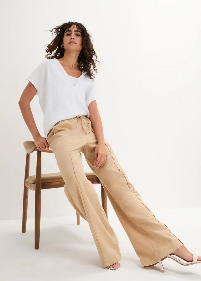 Pantalón de lino Café con leche