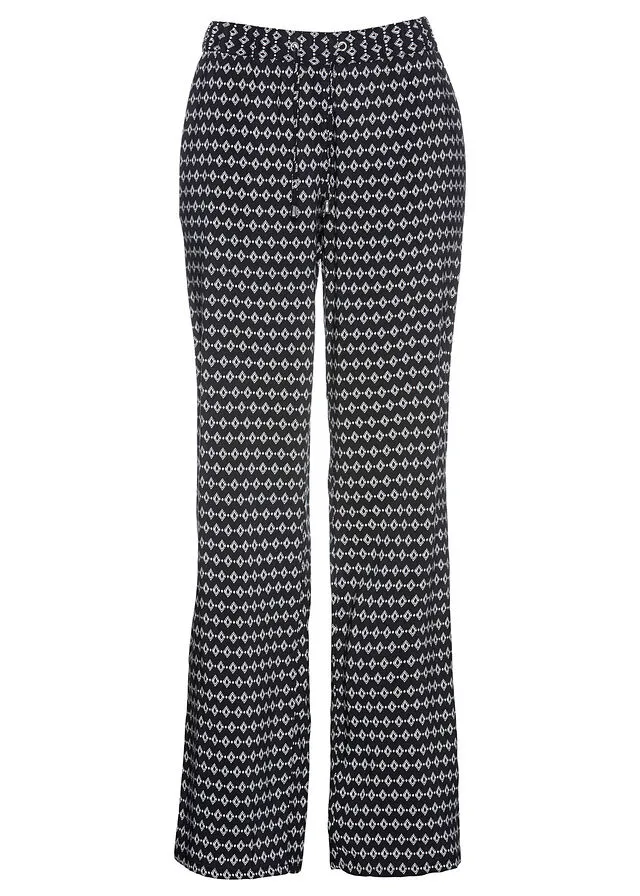 PANTALóN DE VISCOSA ESTAMPADO NEGROBLANCO ESTAMPADO