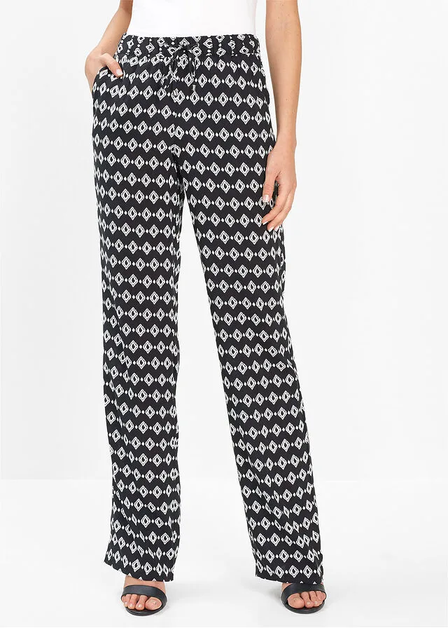 PANTALóN DE VISCOSA ESTAMPADO NEGROBLANCO ESTAMPADO