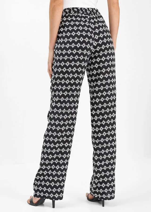 PANTALóN DE VISCOSA ESTAMPADO NEGROBLANCO ESTAMPADO