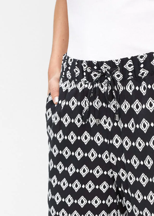 PANTALóN DE VISCOSA ESTAMPADO NEGROBLANCO ESTAMPADO