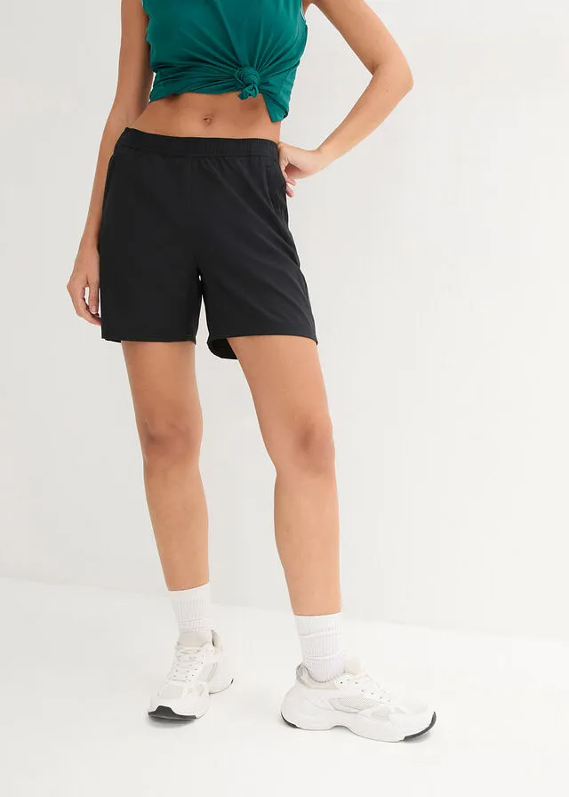 Pantalón deportivo de secado rápido con bolsillos con cremallera, hasta el tobillo Negro