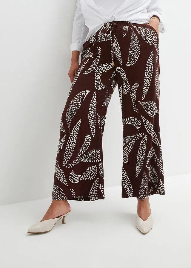 PANTALóN MARLENE DE VISCOSA MARRóN TIERRABLANCO LANA ESTAMPADO