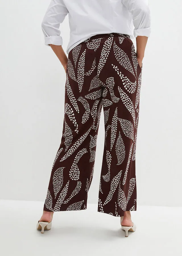 PANTALóN MARLENE DE VISCOSA MARRóN TIERRABLANCO LANA ESTAMPADO