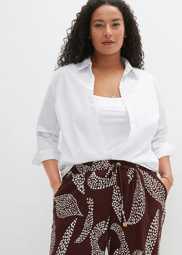 PANTALóN MARLENE DE VISCOSA MARRóN TIERRABLANCO LANA ESTAMPADO