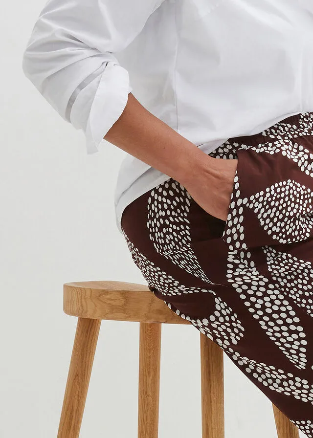 PANTALóN MARLENE DE VISCOSA MARRóN TIERRABLANCO LANA ESTAMPADO