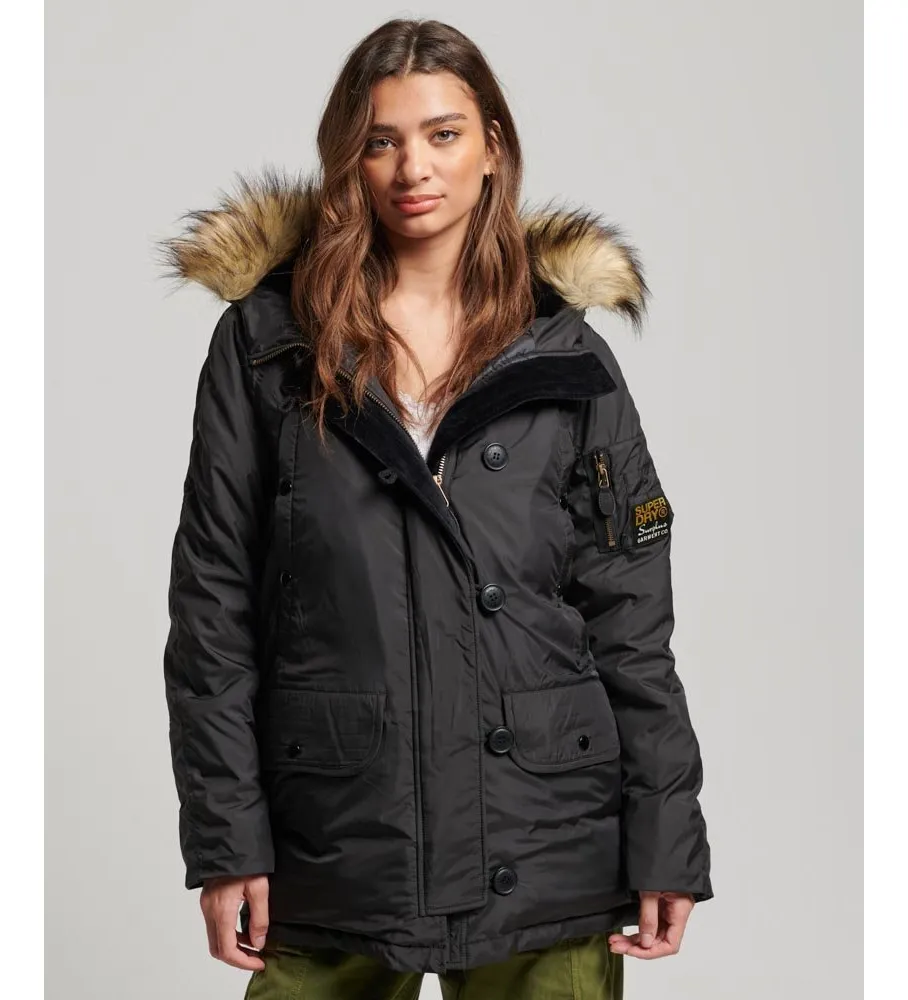 Parka Militar Con Capucha negro