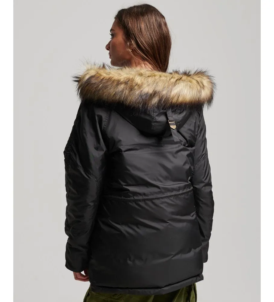 Parka Militar Con Capucha negro